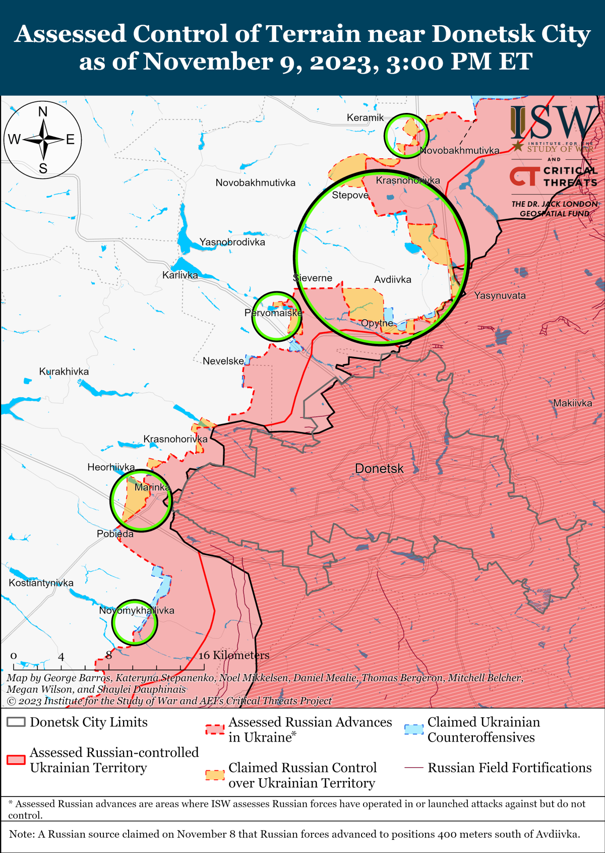 Ukraine Map Shows Avdiivka Almost Fully Encircled by Russia's 40K
