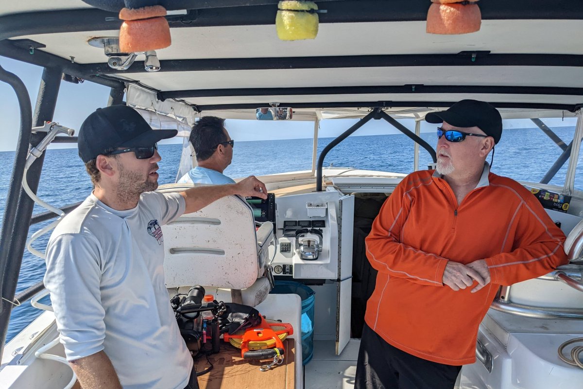 Jimmy Gadomski and Mike Barnette on boat