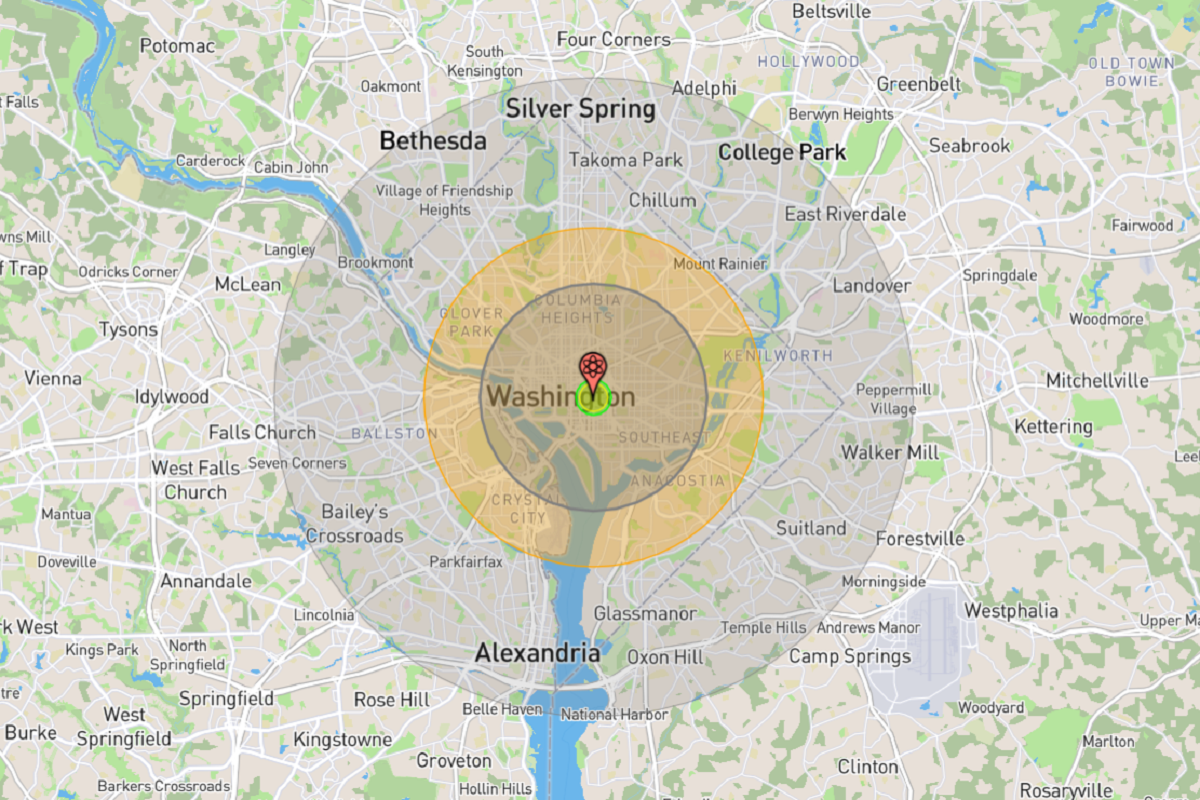 Washington DC 250kt nuclear blast