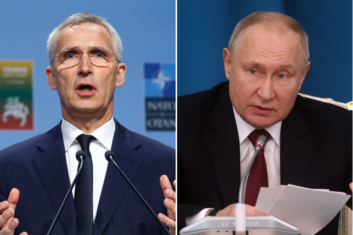 Jens Stoltenberg and Vladimir Putin