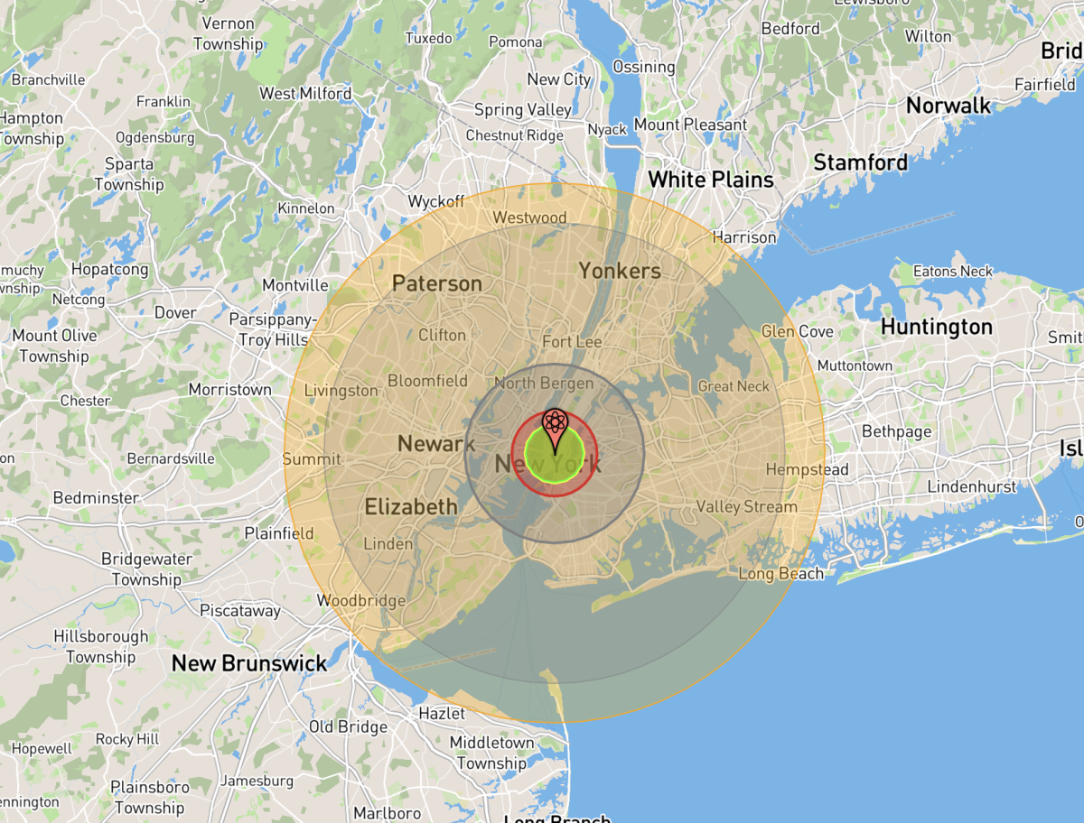 Castle Bravo Nuclear Bomb Map NYC Nuke