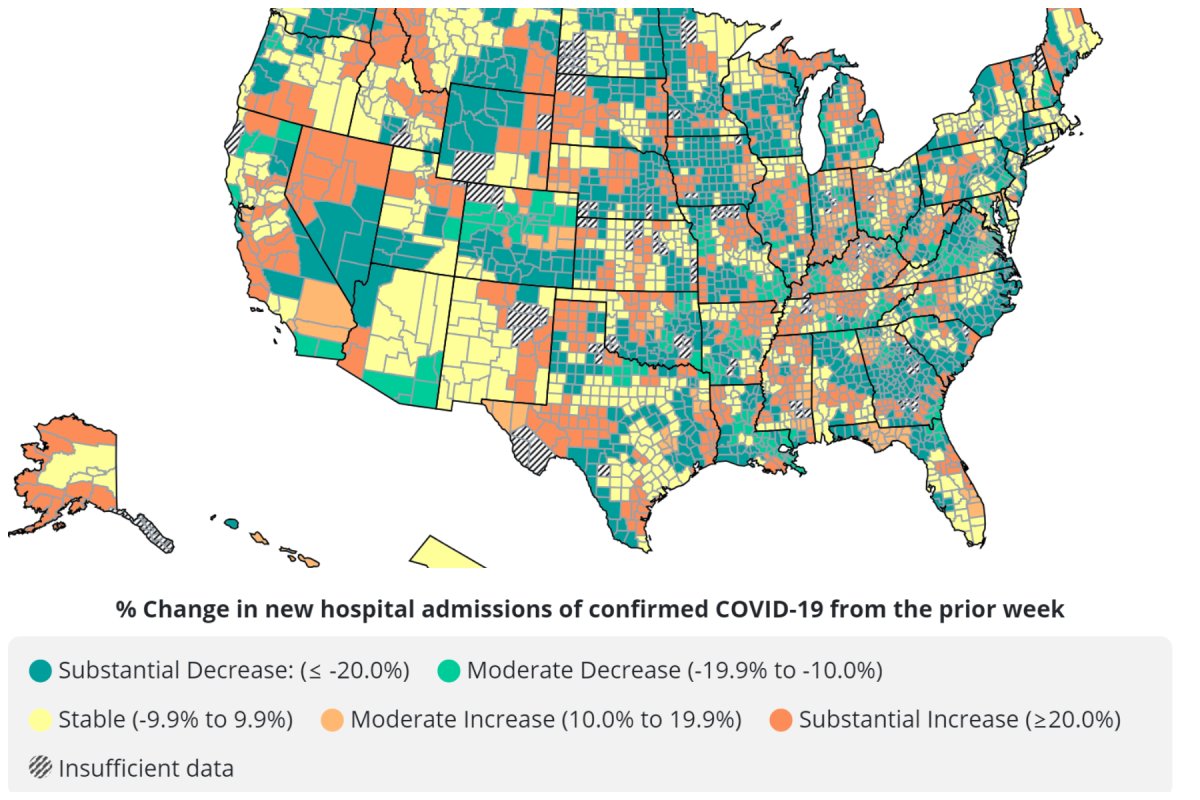 COVID map displays emerging hospitalization hotspots in the USA COVID map displays emerging hospitalization hotspots in the USA