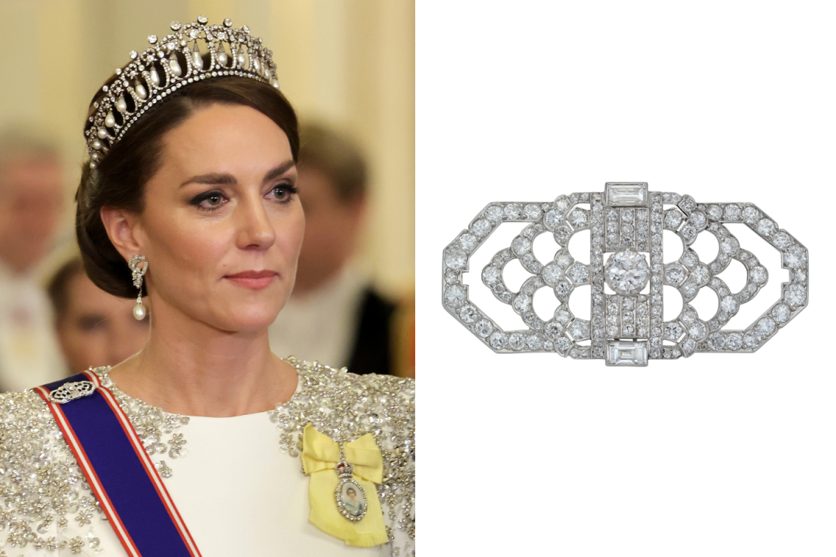 Kate Middleton Diamond Art Deco Brooch