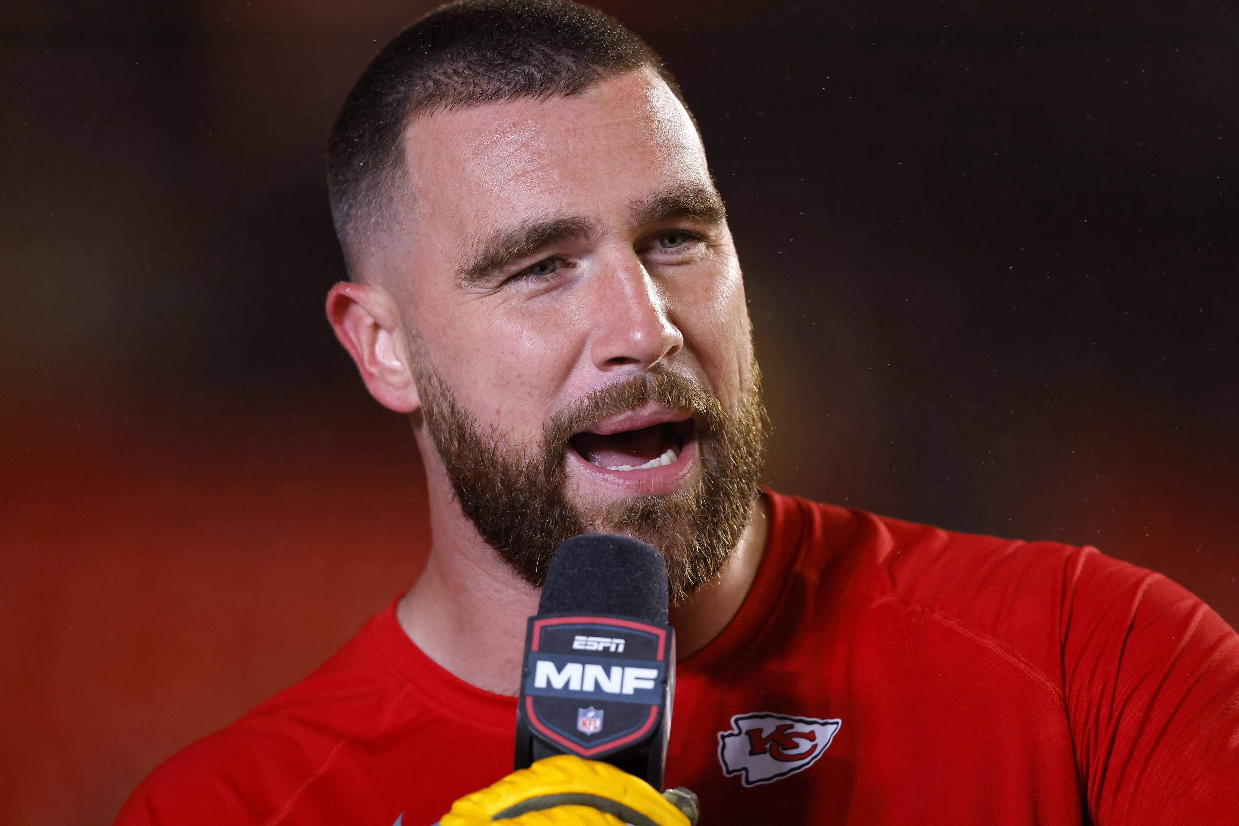 Travis Kelce Crashed ESPN's Monday Night Football Set (and Had Mic Issues)
