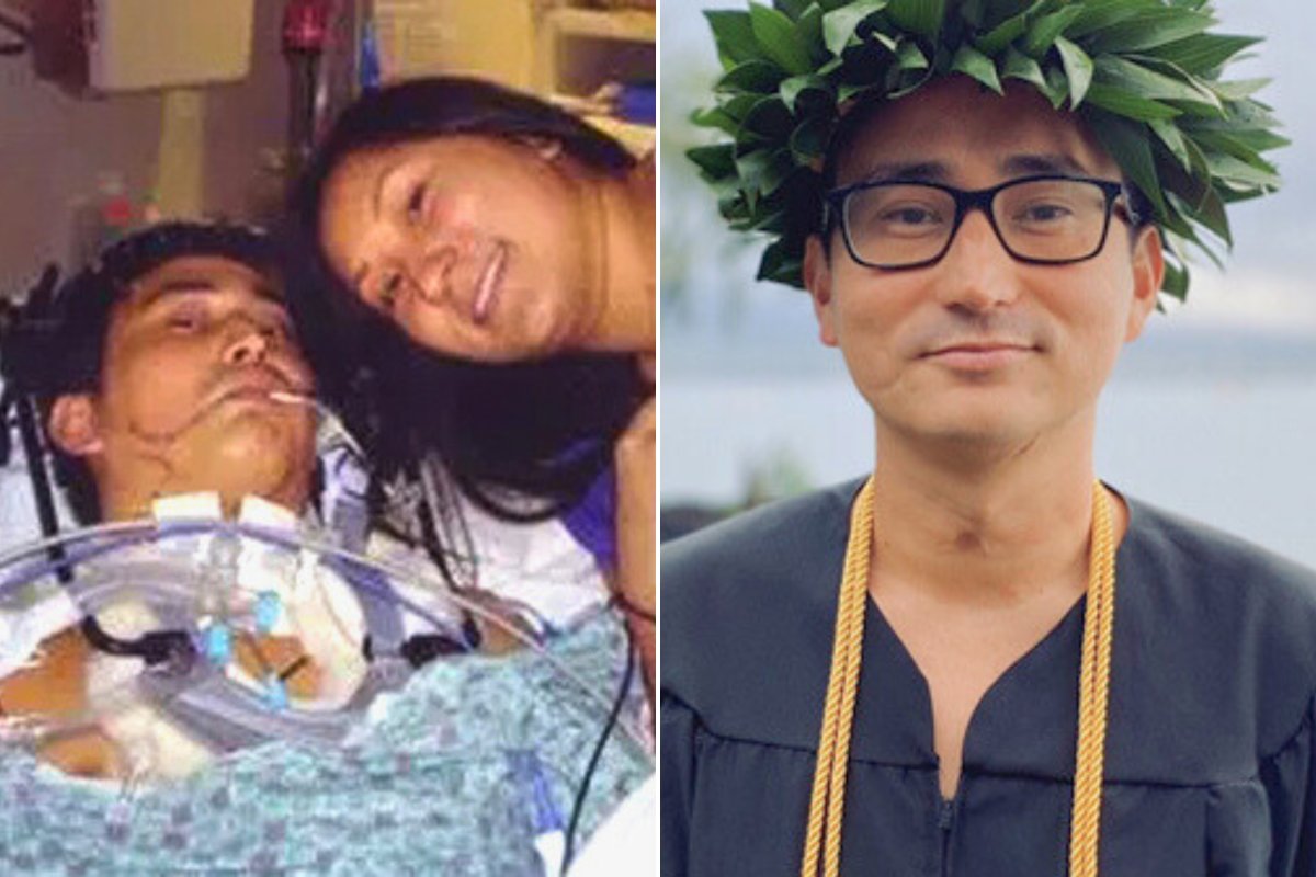 Nicholas Iwamoto and mom in hospital