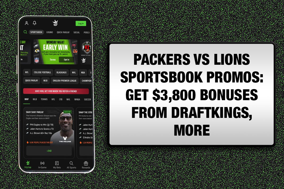Packers-Lions Sportsbook Promos: Get $3,800 Bonuses from DraftKings, More Packers-Lions Sportsbook Promos: Get $3,800 Bonuses from DraftKings, More