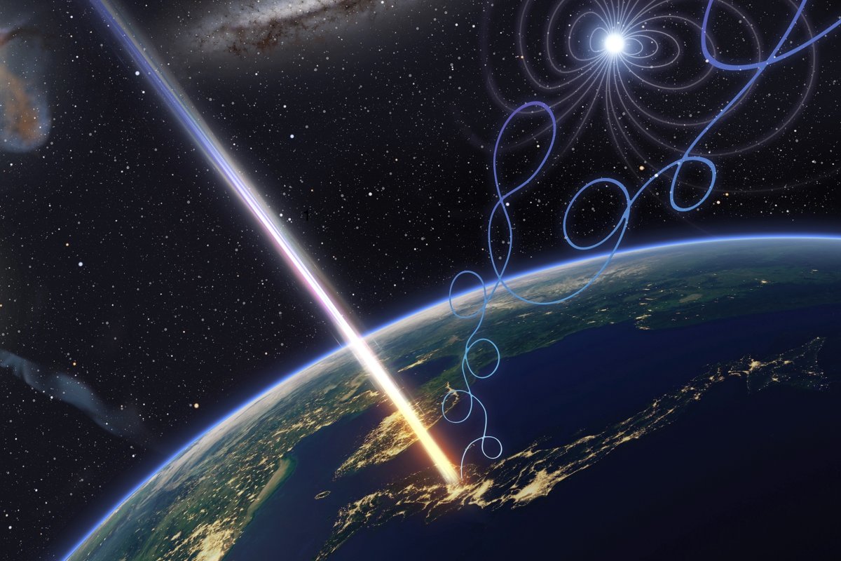 A cosmic ray colliding with Earth