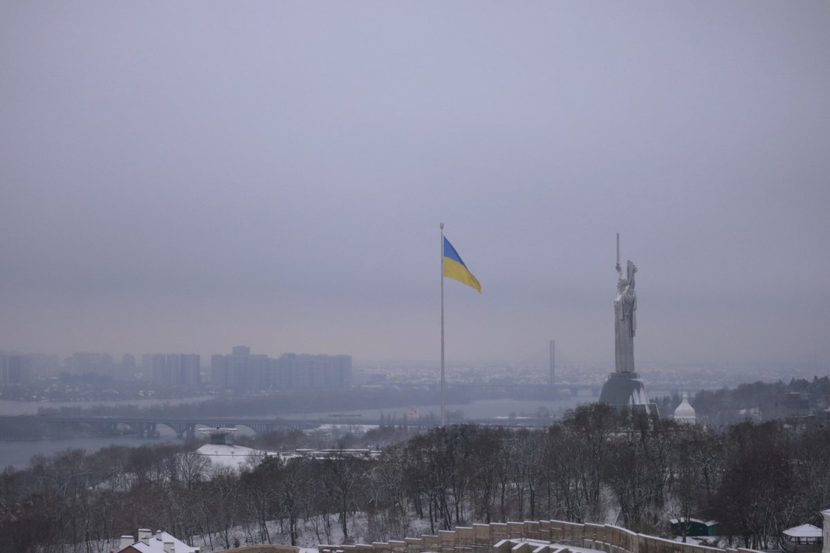 View of snow-covered Kyiv November 2023