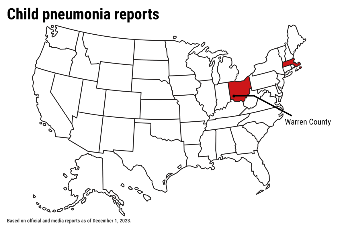 Child pneumonia US states map