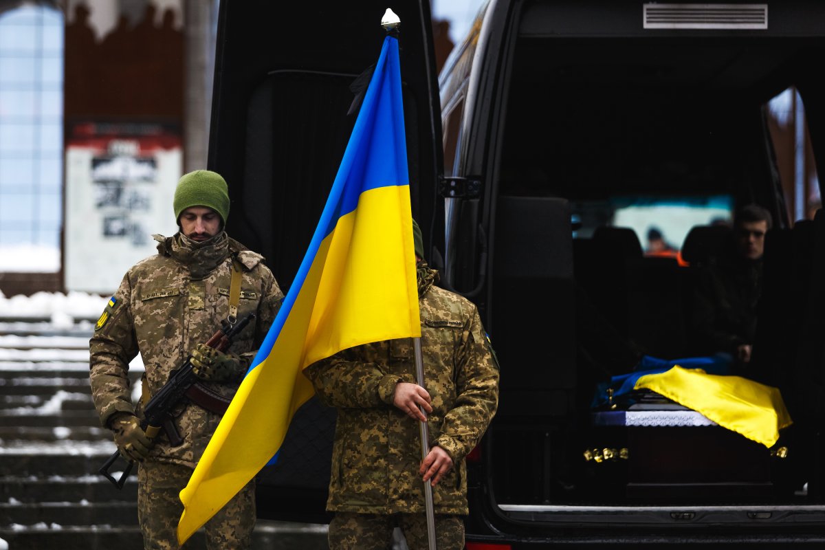 Ukrainian flag at funeral