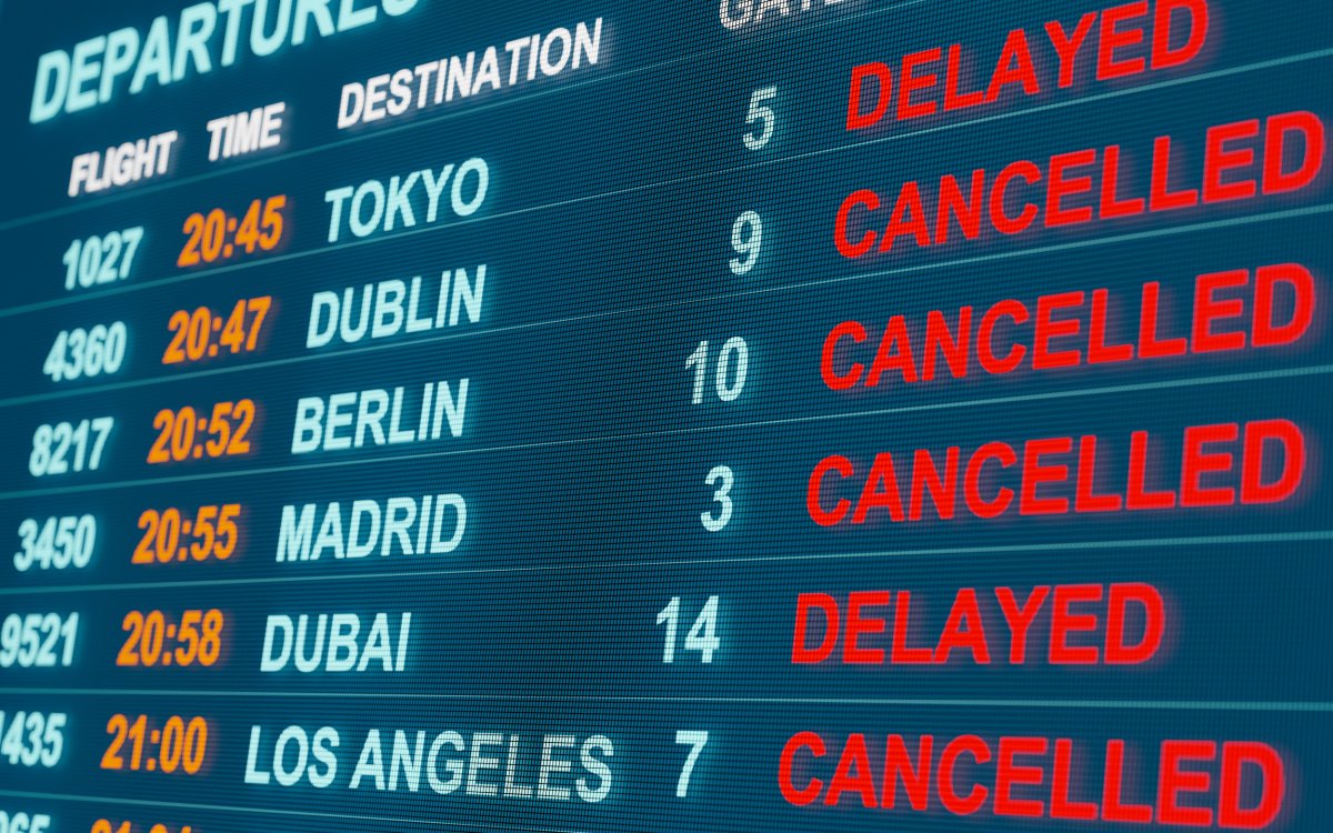 Flight schedule information board at airport.