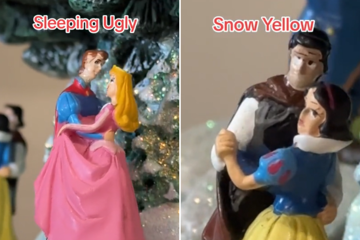 A knock-off Disney Christmas ornament from Temu