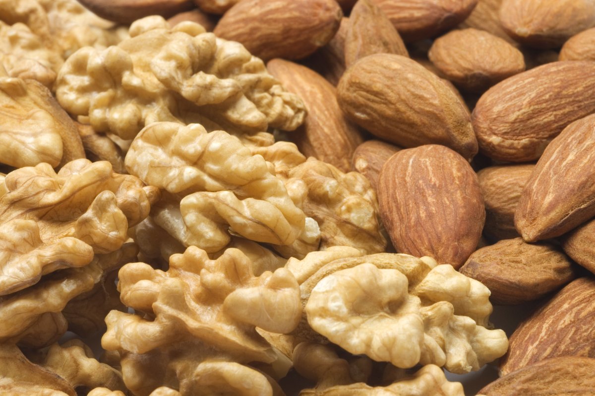 A selection of walnuts and almonds