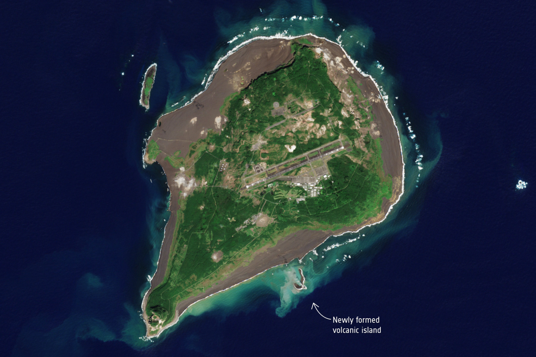 Brand New Volcanic Island Seen Growing From Space