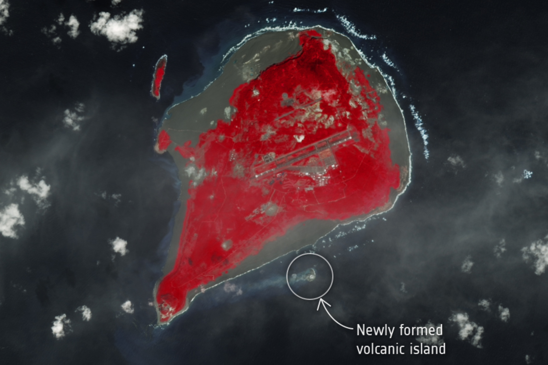 Brand New Volcanic Island Seen Growing From Space