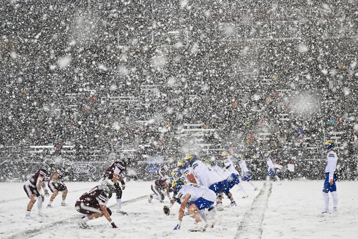 Football in the snow