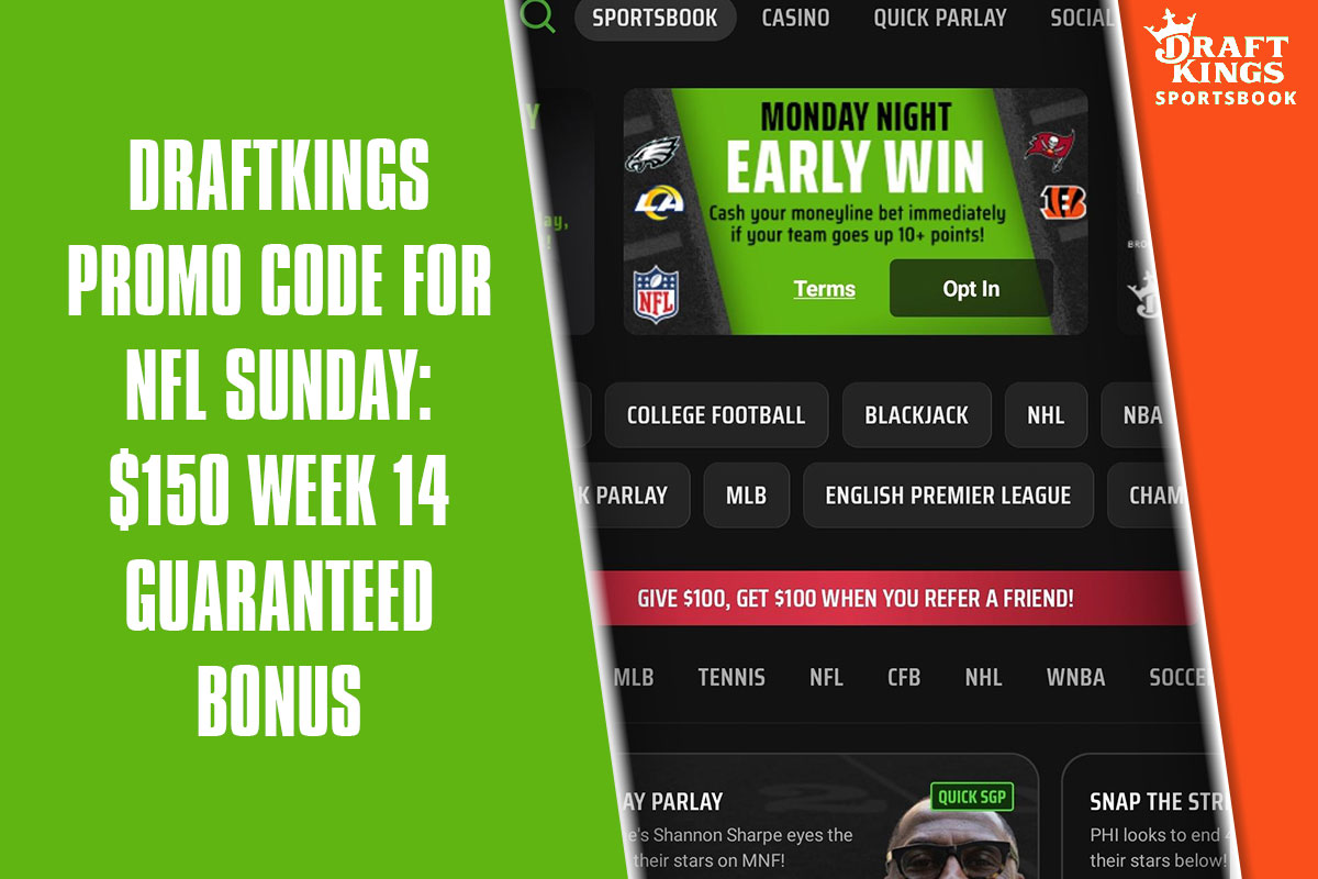 DraftKings Promo Code for NFL Sunday: Snag $150 Week 14 Guaranteed Bonus