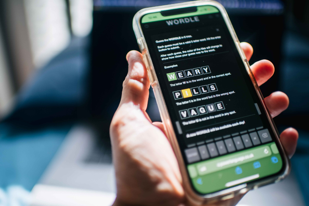 "Wordle" on a cell phone screen