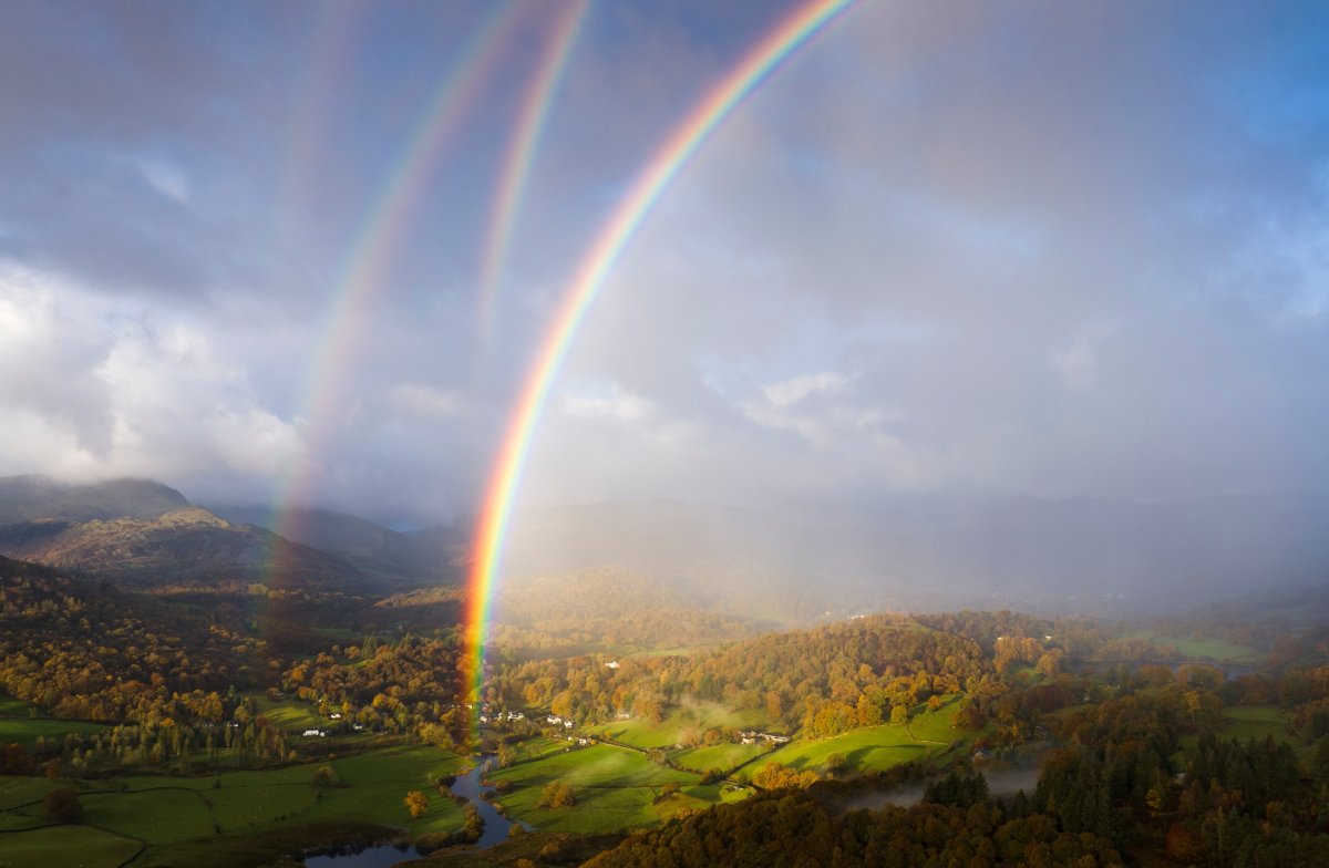 Two double rainbows in Lake District, U.K.