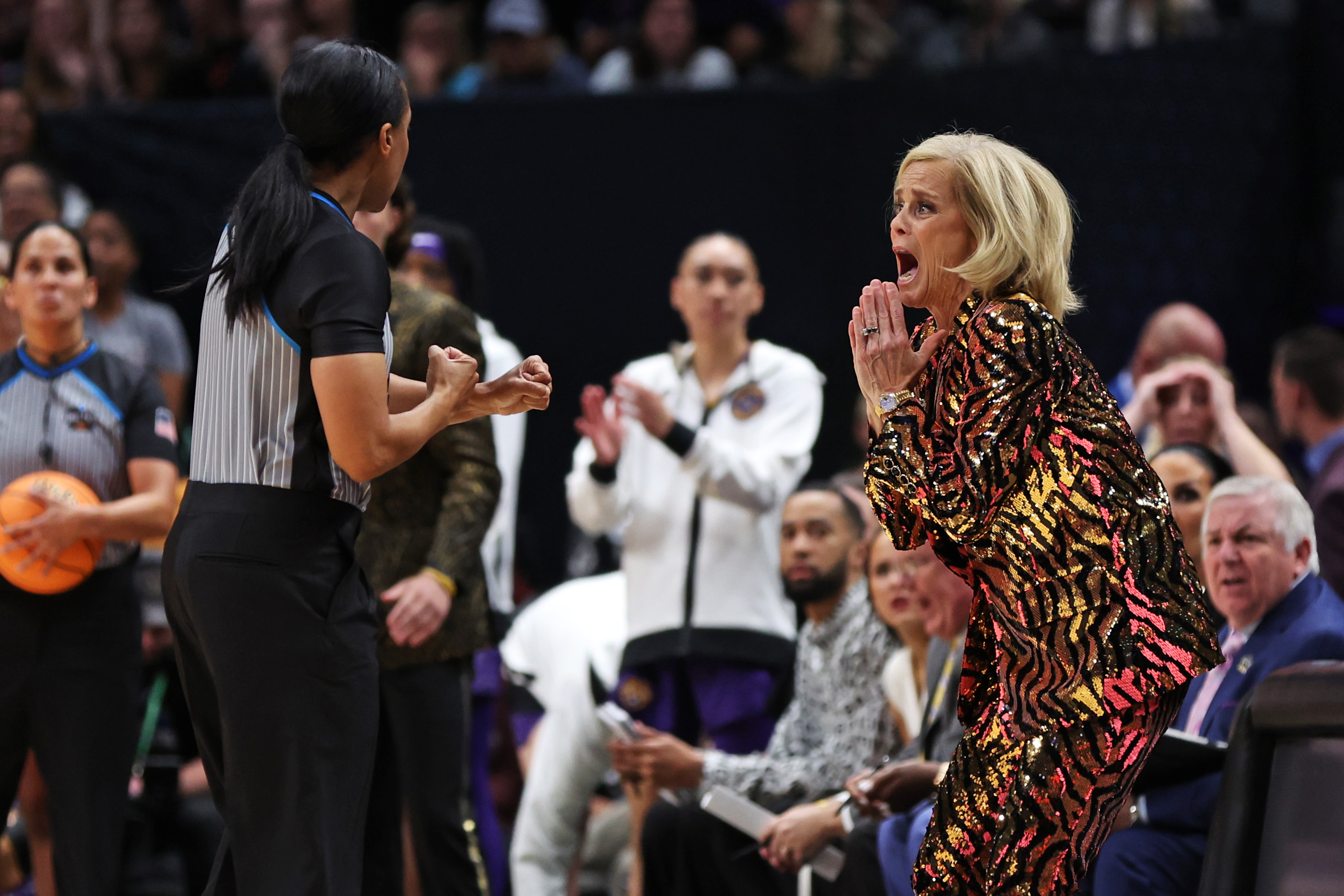 Angel Reese Called for Reinforcements To Hold Kim Mulkey Back From Ref