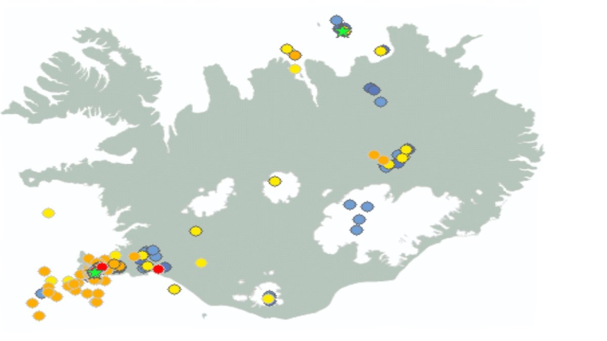 Earthquake map Iceland