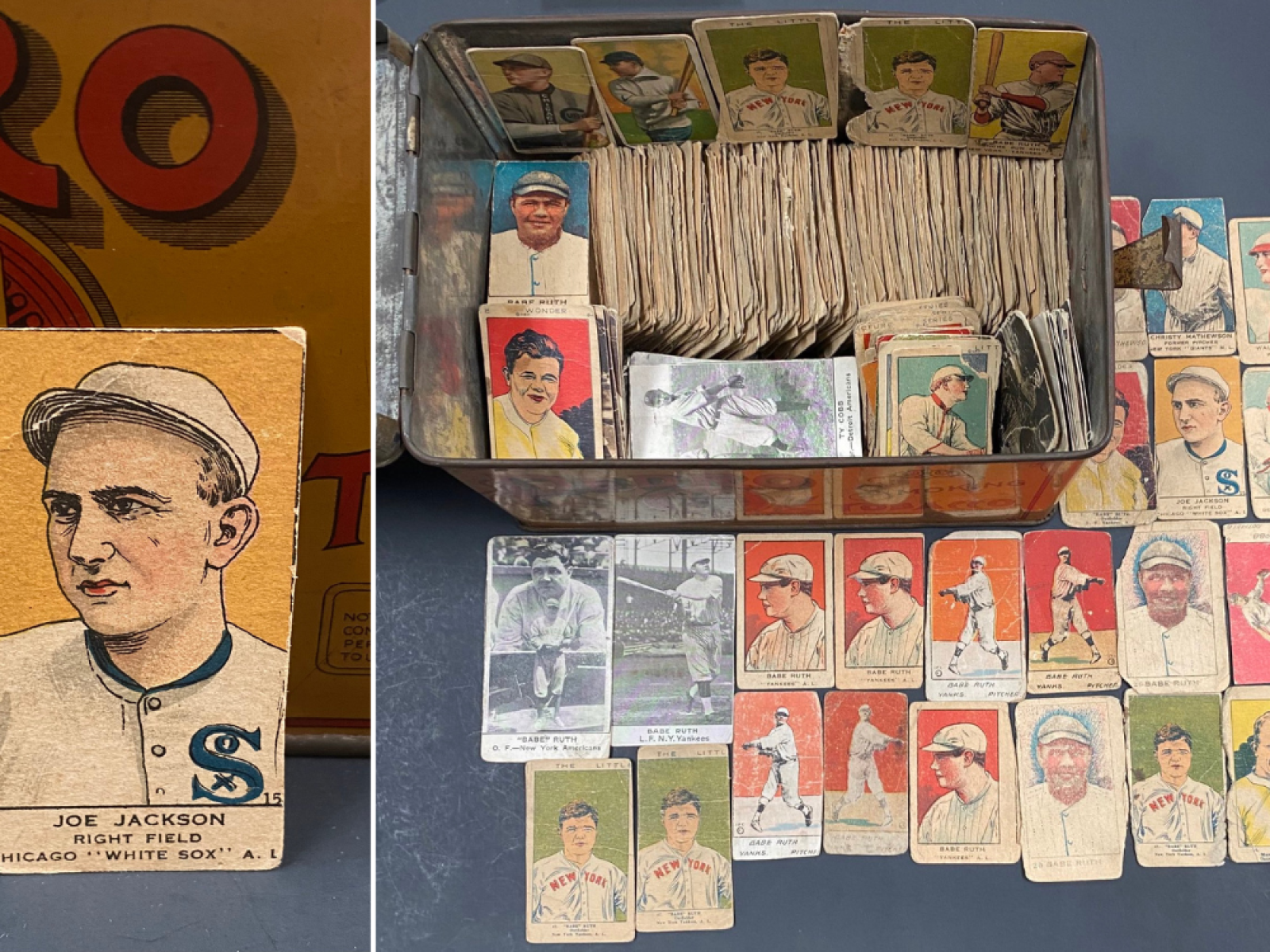 Babe Ruth, Ty Cobb, 'Shoeless' Joe Jackson: Rare baseball cards found in old  tobacco tin