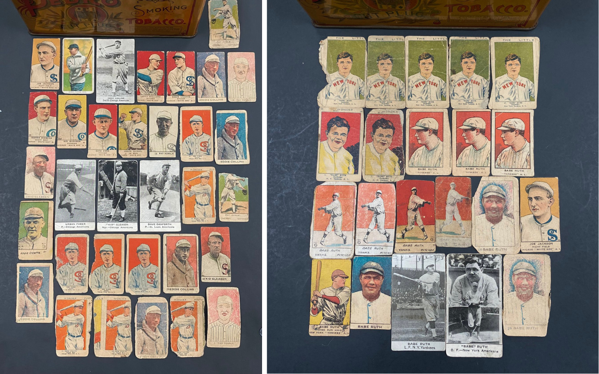 The collection of baseball cards found.