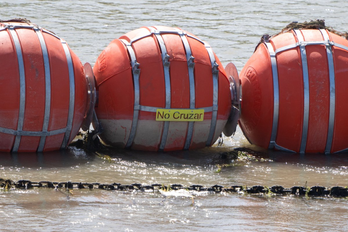 Buoys are pictured placed along river