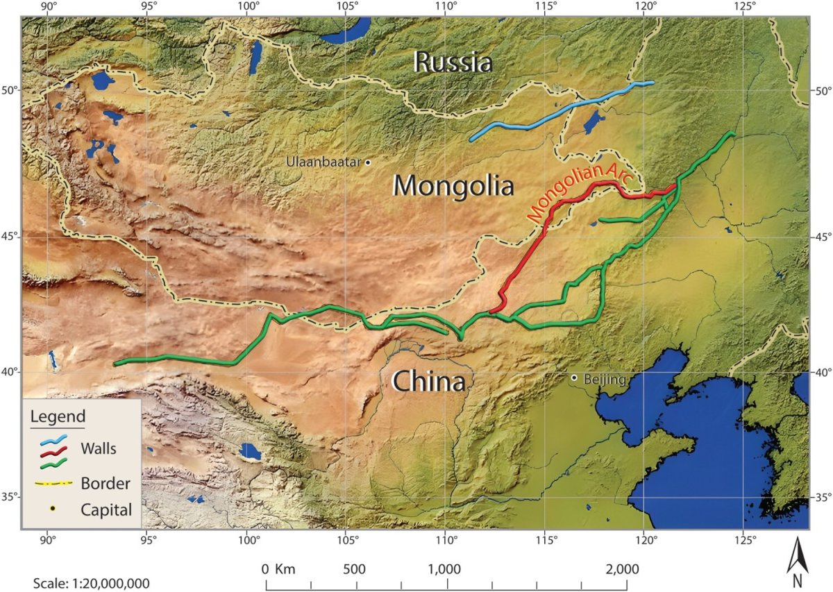 Map of the Mongolian Arc wall