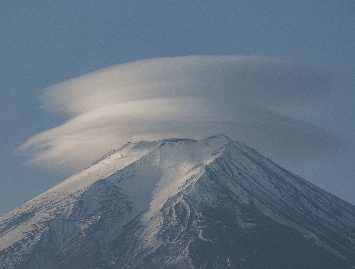 Lenticular clouds in Mount Fuji, Japan. 