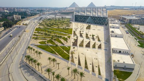 Aerial view over Grand Egyptian Musuem.