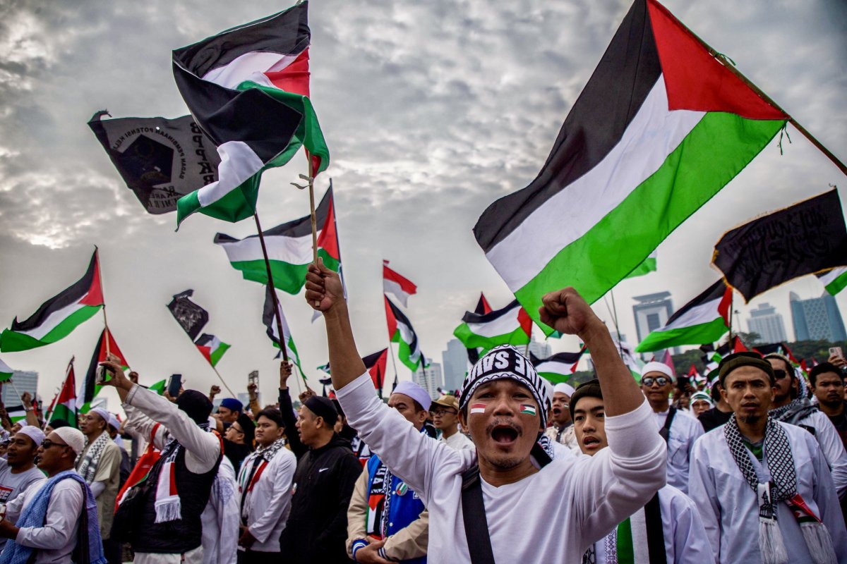 Indonesian, protest, in, support, of, Palestinians, Jakarta