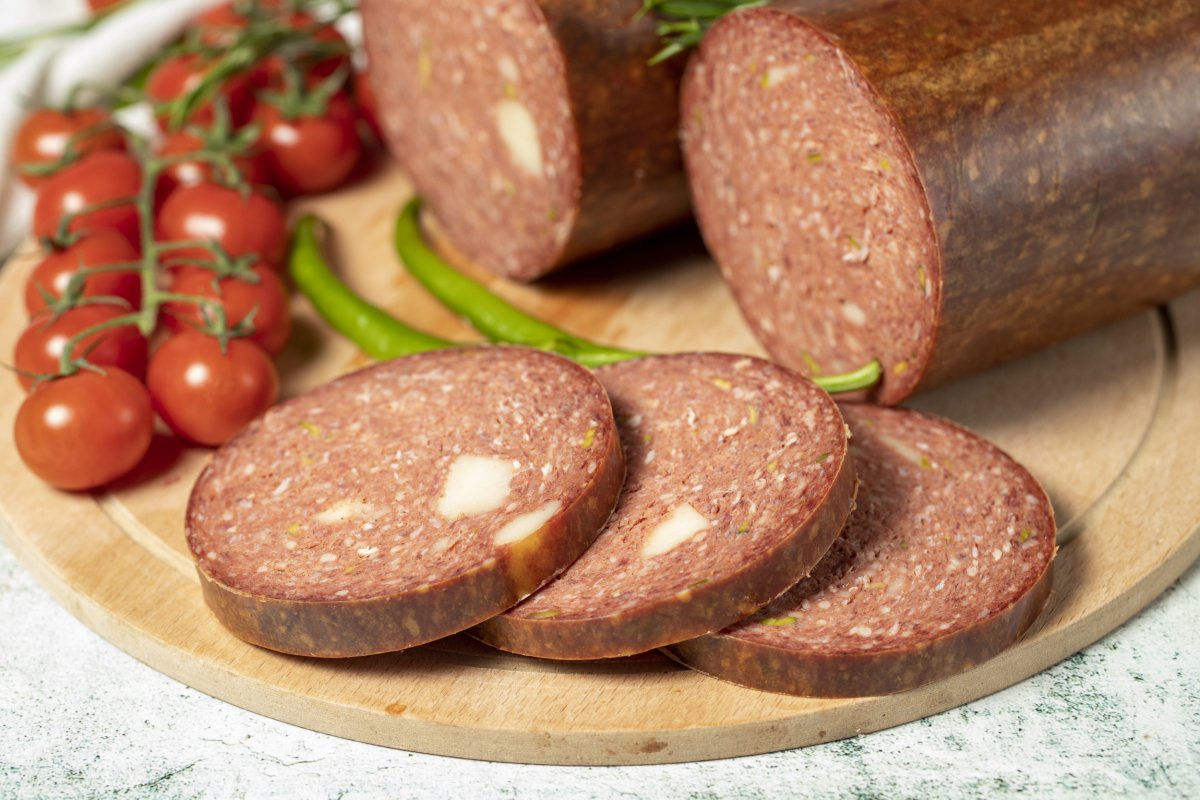 Cured sausage stock image
