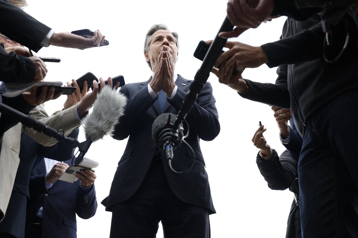 Antony Blinken speaks to media in Cairo