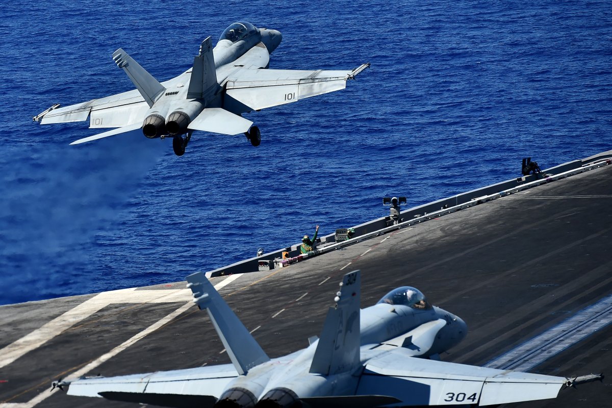 F-18 flying from USS Dwight D. Eisenhower