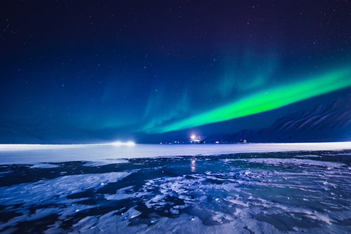 Northern lights in Svalbard, Norway. 