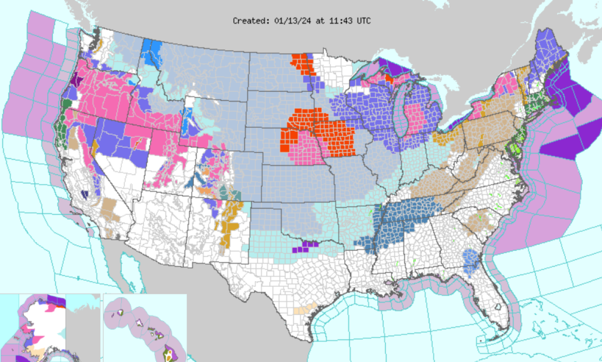 National Weather Service map