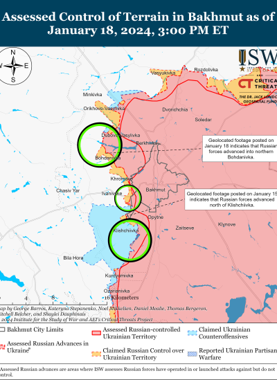 Mappa ISW che mostra il campo di battaglia nell'oblast di Donetsk