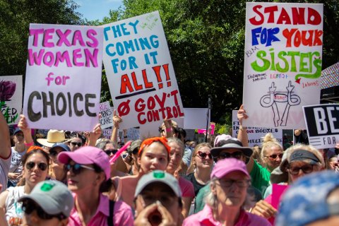 Texas abortion protest Dobbs Roe v Wade
