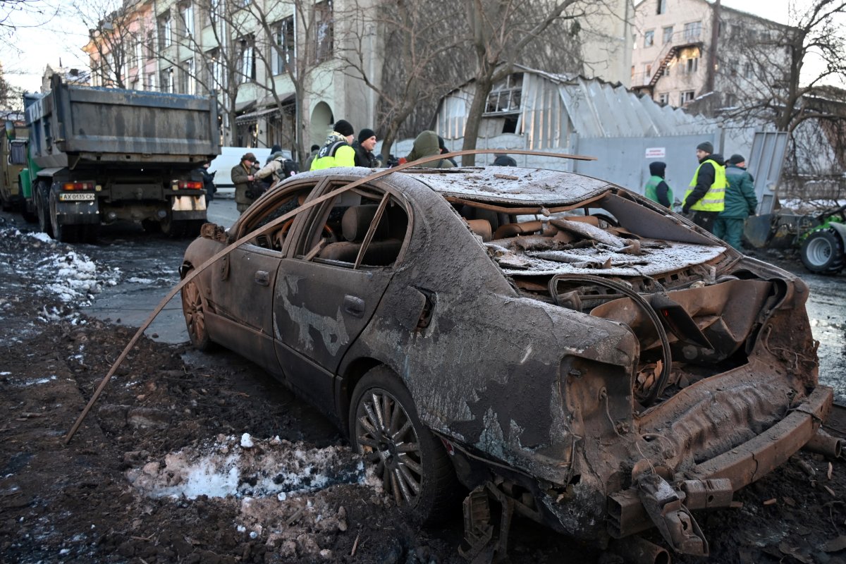 Bombed car in Ukraine