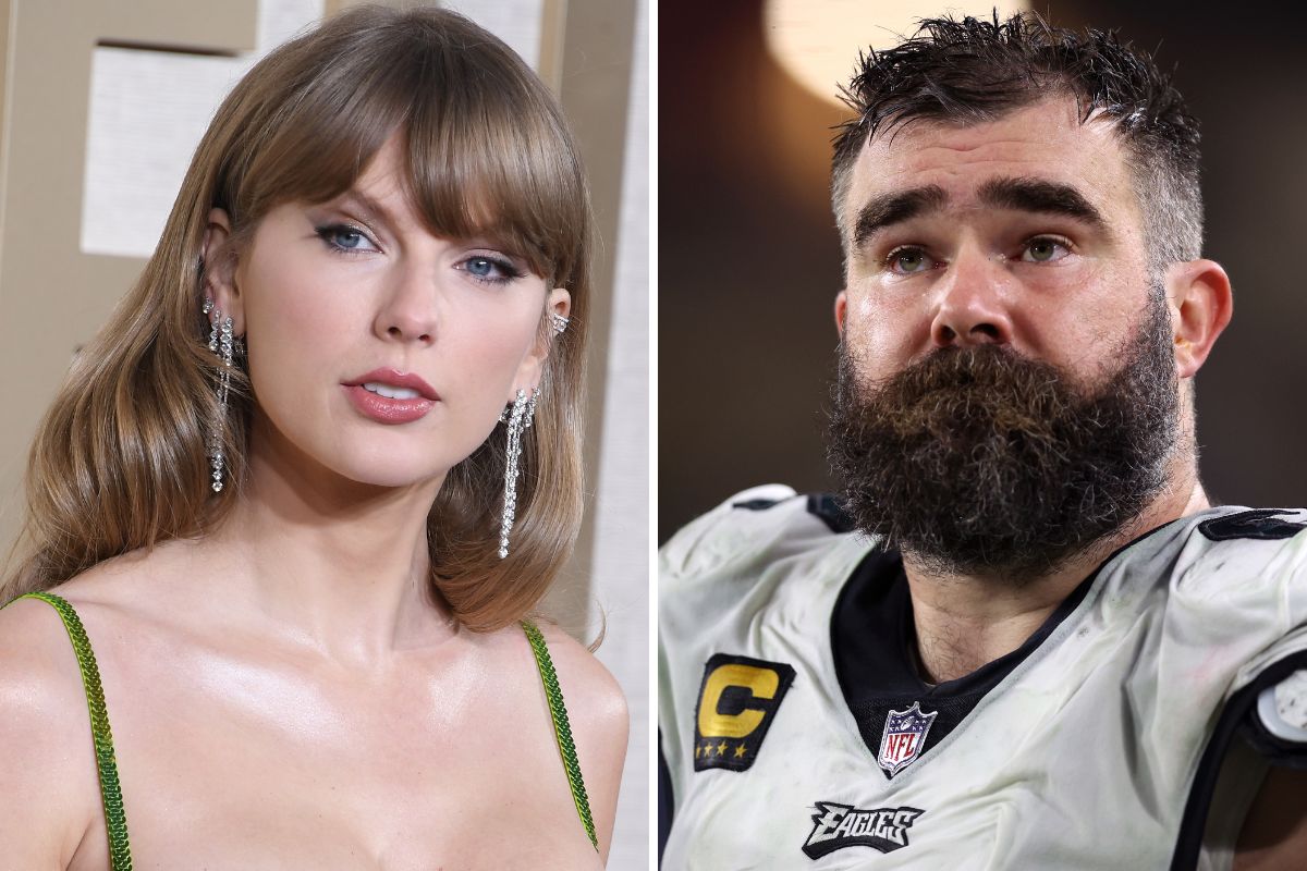 Jason Kelce Swigging Bud Light Shirtless Behind Taylor Swift Sparks ...