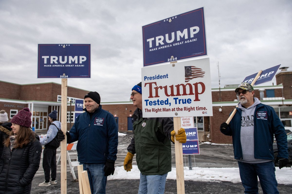 Trump signs at New Hampshire polling site