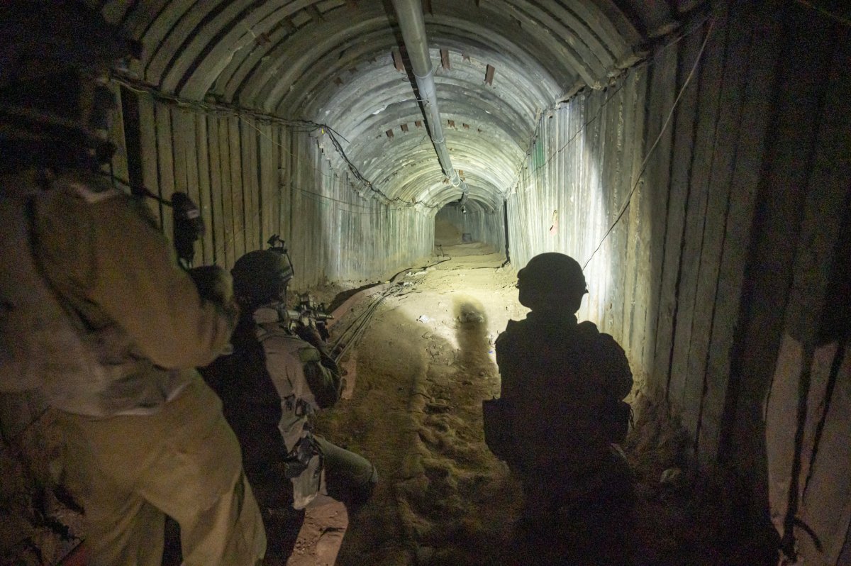 Israeli soldiers secure a tunnel that Hamas 