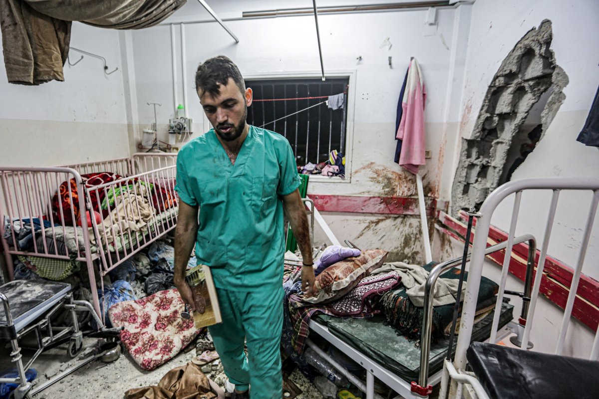 Damage to room at Nasser hospital Gaza