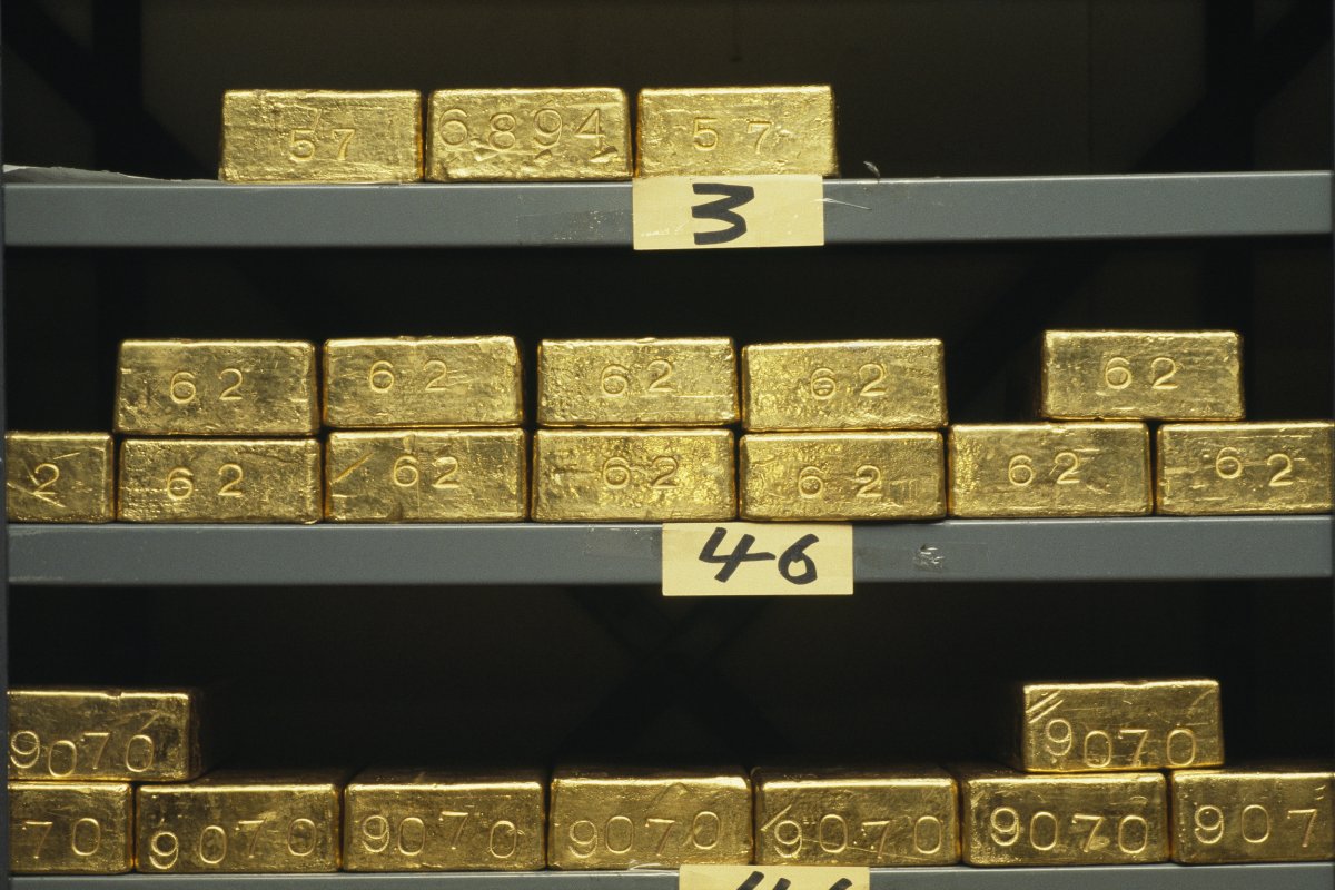 Bars of Gold Sit in Bank