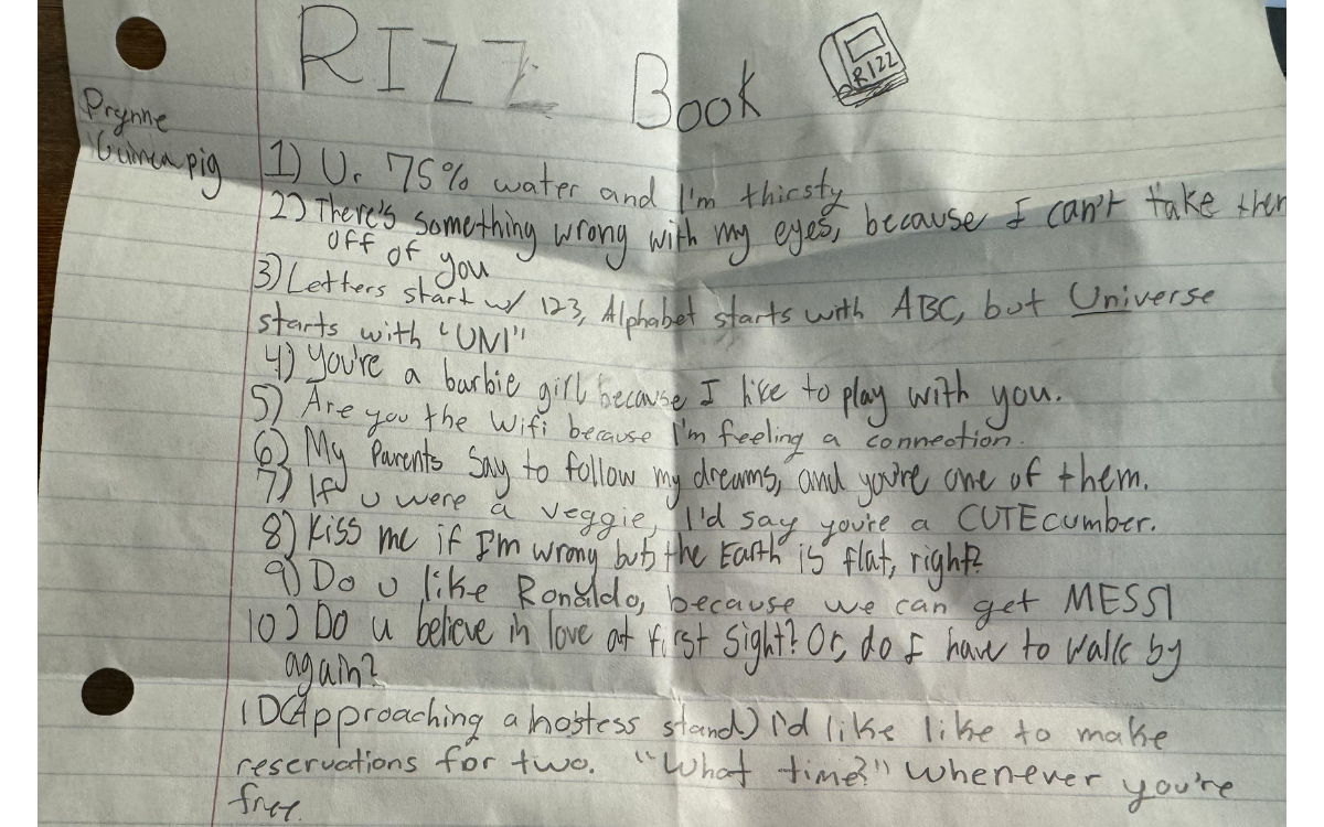 The "Rizz Book" confiscated in school.