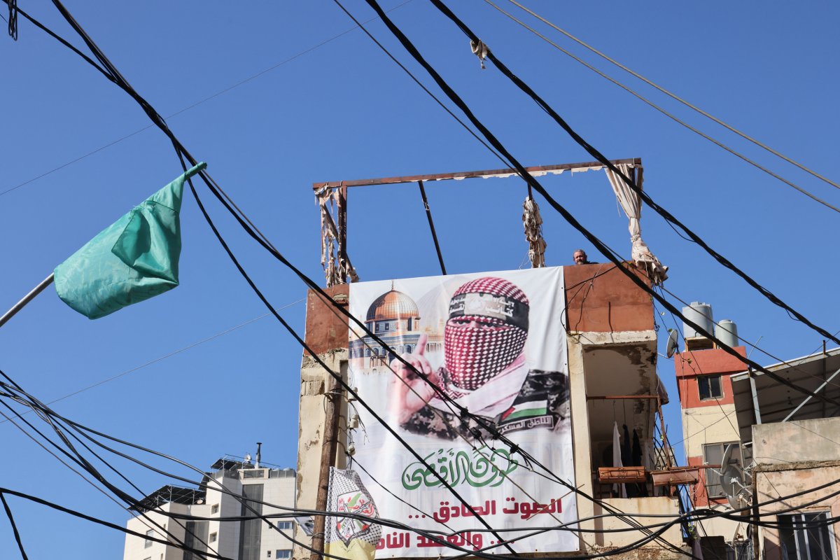 Hamas, banner, in, Beirut, Lebanon