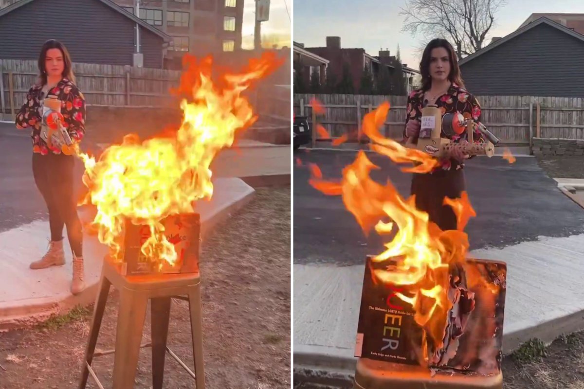 Valentina Gomez burns books