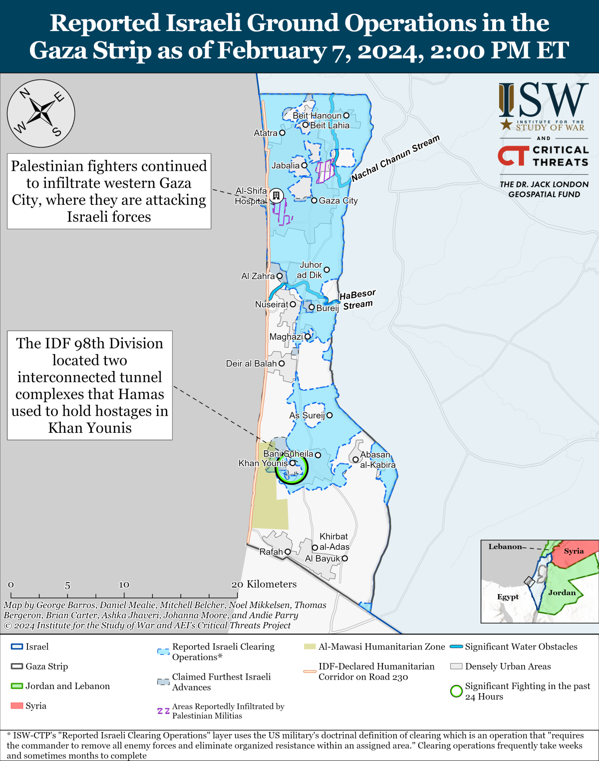 ISW map of Gaza fighting February 7
