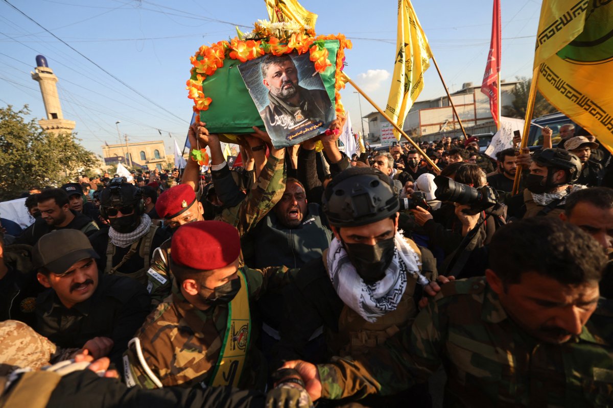 Kataib, Hezbollah, funeral, after, US, strike, Iraq